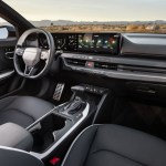 The equally new interior has a single 30-inch panel containing the 12.3-inch driver&rsquo;s display and the 12.3-inch infotainment screen with Apple CarPlay and Android Auto connectivity. Kia photo