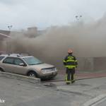 Penticton fire crews responded to a house fire on Duncan Avenue and Main Street Saturday night. (Photo: Mike Biden)