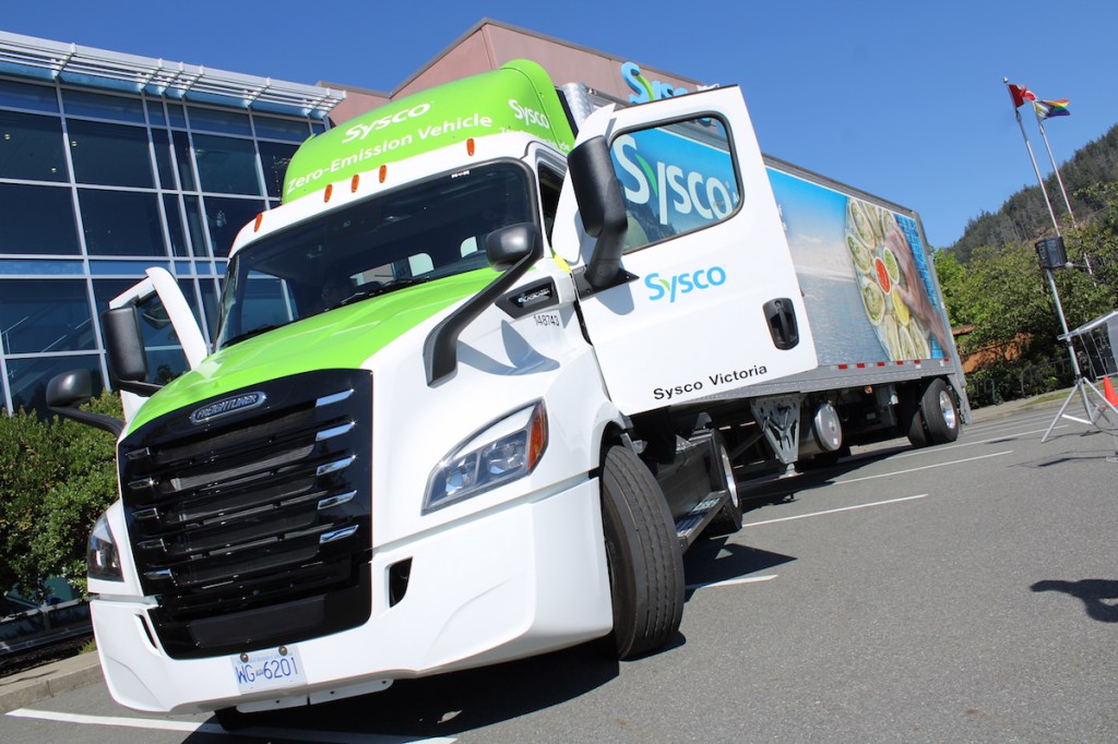Food distribution company Sysco's first electric trucks in Canada will operate out of Langford.