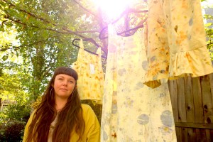Carly Stefanowich employs natural dyes and eco-printing to colour her upcycled clothing line.