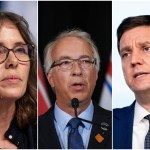 From left: B.C. Green Party Leader Sonia Furstenau, Conservative Party of B.C. Leader John Rustad and B.C. NDP Leader David Eby.
