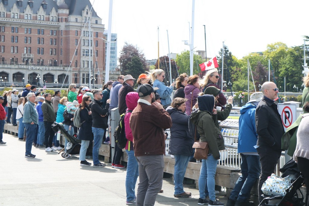 Crowds gather to watch the Victoria Harbour Ferry pickle boats perform a synchronized water ballet in the Inner Harbour on May 18.