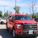 The convoy left Vernon heading for Edgewood's Universal Ostrich farm Friday morning.