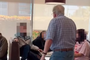 In a video shared online, a person can be seen striking a youth several times at Tim Hortons, 3501 Ravine Way in Saanich.