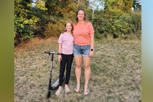 London, with her new-to-her scooter, and Stephanie Shellborn of Salmon Arm.