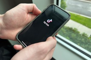 A person uses the TikTok app Friday, Sept. 26, 2025.