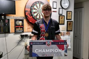 Peyton Hammond, a Grade-12 student from Belmont Secondary School claimed the 2025 World Darts Federation World Cup Youth Singles title.