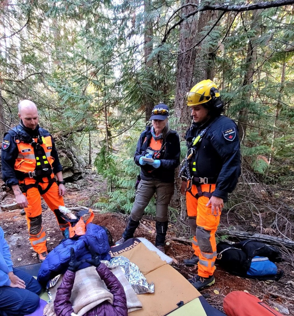 Vernon Search and Rescue volunteers helped an injured climber out of Cougar Canyon earlier this week.