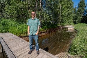Toboggan Hatchery Manager Kris Bulloch. With support and guidance from Fisheries and Oceans Canada and the Prince Rupert Port Authority’s Skeena River Salmon Enhancement Program, the Toboggan Creek Salmon & Steelhead Enhancement Society is restoring the hatchery.