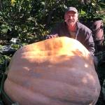 Billy Boerboom shows a massive pumpkin grown at his farm in Summerland. (Black Press file photo)