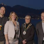 (L to R) Chief Justin Napoleon, Saulteau First Nations which is a member of the FN CGL Pipeline Limited Partnership; Tiffany Murray, Director of Indigenous Relations, Coastal GasLink; Chief Corrina Leween, Cheslatta Carrier Nation which is a member of the CGL First Nations Limited Partnership Management Committee; and Bevin Wirzba, Coastal GasLink President at the signing ceremony held at the Vancouver Convention Centre West on March 8, 2022.