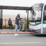 Try a multi-modal commute for GoByBike Week: bus into work and cycle home, bus part-way and bike the rest, or drive to a Park and Ride lot and cycle the rest of the way. Every bit counts. Megan Roberts Photo