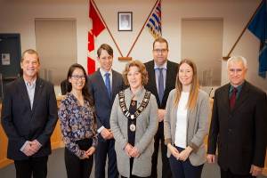 Smithers town council, from left: John Buikema, Mika Meyer, Greg Brown, Mayor Gladys Atrill, Frank Wray, Casda Thomas and Lorne Benson. (file photo)