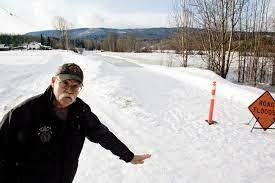 Stoney Stoltenberg shows the flooding on the Bulkley River that forced some Telkwa residents to evacuate their homes when he was a regional district director in 2012. (Interior News file photo)
