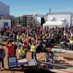The Coastal GasLink team came together with workers, partners, Indigenous and local community leadership to celebrate the completion of the Wilde Lake Compressor Station, near Dawson Creek. Photo courtesy Coastal GasLink