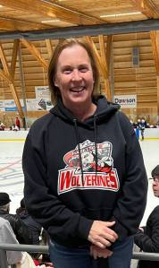 Julie Maitland at the Hazelton Wolverines game on election night. (Contributed photo)