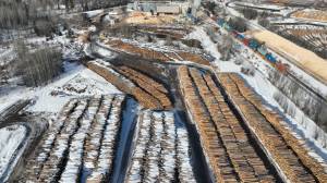 Photos of Drax’s wood pellet facility in Smithers: to go along with the op-ed piece: grinding whole logs for wood pellets, not logging slash. Photo courtesy of BV Clean Air Now