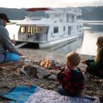 Shuswap Lake houseboating during late spring and early fall offer the additional benefit of beachfront campfires! Twin Anchors Houseboats photo