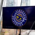 Vancouver Goldeneyes players after the team revealed its new team name and logo in an event at a Cactus Club in Vancouver on Thursday, Nov. 6. (Anna Burns/Surrey Now-Leader)
