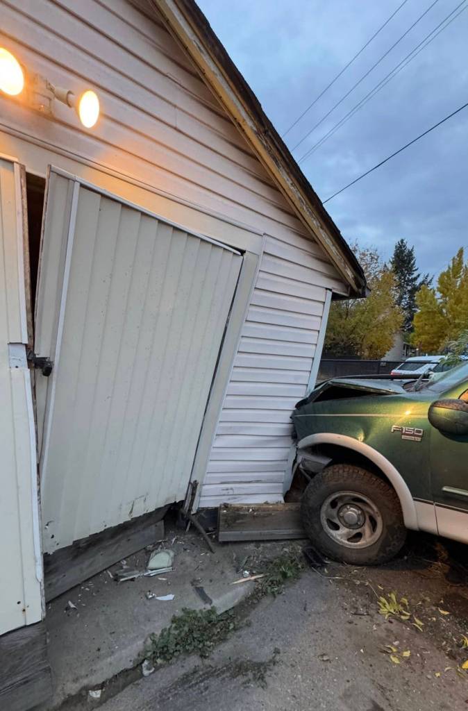 A garage was damaged.