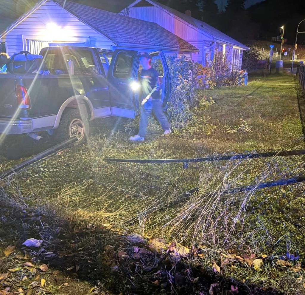 A fence post came dangerously close to killing the driver of a truck Nov. 1. (Alisha Mills photo)