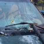 A fence post came dangerously close to killing the driver of a truck Nov. 1. (Alisha Mills photo)