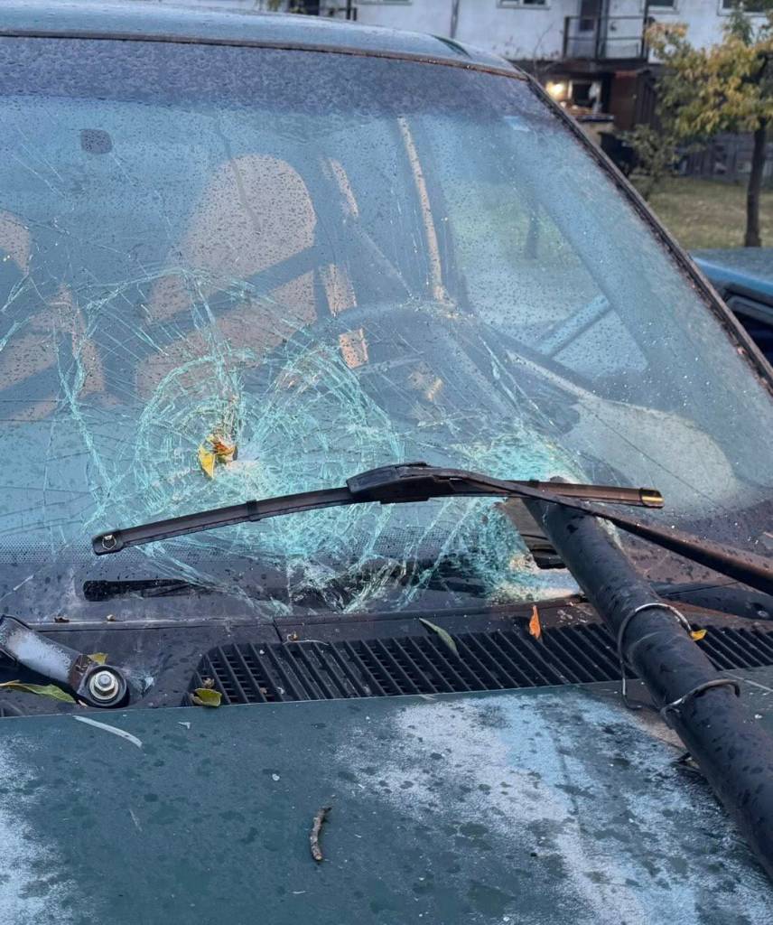 A fence post came dangerously close to killing the driver of a truck Nov. 1. (Alisha Mills photo)