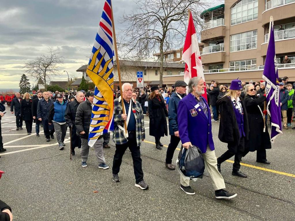 Service clubs, including members of the Elks Lodge No. 431 in White Rock, marched in the city&rsquo;s Remembrance Day ceremonies. (Black Press file photo)