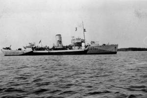 The HMCS Nanaimo corvette ship that escorted merchant ship convoys in the Atlantic during the Second World War. (Photo courtesy of the Government of Canada)