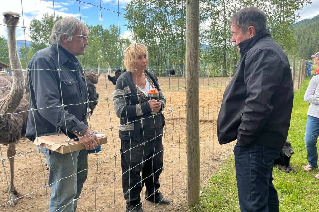 Vernon-Lake Country-Monashee MP Scott Anderson (right) meets with owners of Universal Ostrich in Edgewood following a court decision to uphold a cull of the all the birds on the farm.