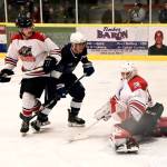 The Hazelton Wolverines (white) beat the defending CIHL champion Terrace River Kings 8-4 in Senior Men&rsquo;s AA hockey Nov. 15 in Terrace. (Terrace River Kings)