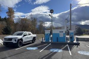 BC Hydro has opened the first-of-its-kind portable EV charge site in Lumby. (Contributed)