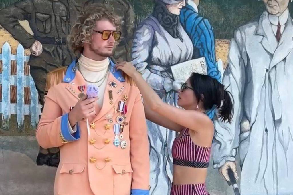 Andini Makosinski works on set of the Yung Gravy music video, Debbie. (Photo courtesy of Andini Makosinski/screenshot)