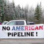 A group of representatives of the Gitxsan, Gitanyow, and Wet&rsquo;suwet&rsquo;en Nations, and the Kispiox Valley Community Association responded to Prime Minister Mark Carney&rsquo;s announcement of six new fast-tracked industrial projects outside the BC Hydro Skeena Substation near Terrace. (Jake Wray/Black Press Media)