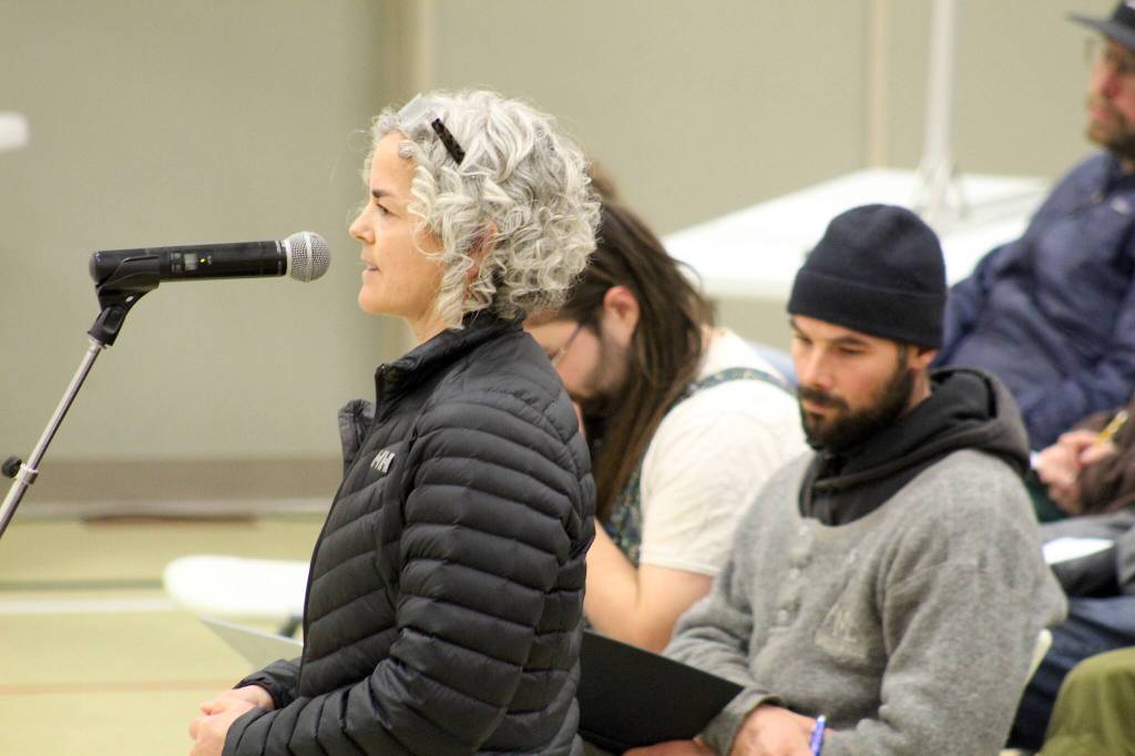 Dr. Jodi Preto stood to speak at the town hall-style meeting about the newly opened shelter, saying this is something much needed for the community. (Marisca Bakker/The Interior News)