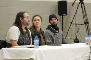 Members of the newly formed Bulkey Valley Harm Reduction Society present a delegation to a special open meeting of council on Nov. 17. (Marisca Bakker/The Interior News)