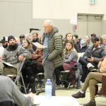 Kevin Tyler of the SCSA speaks to Smithers town council at a special open meeting of council on Nov. 17.(Marisca Bakker/The Interior News)