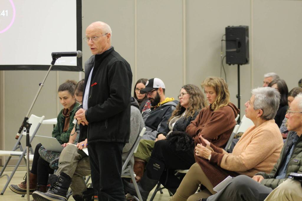 Ken Alton stands to speak. (Marisca Bakker/The Interior News)