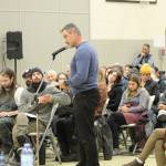 Dr. Wouter Morkel stands to speak at the special open meeting of council on Nov. 17 to oppose the location of the newly opened temporary shelter on Third Ave. (Marisca Bakker/The Interior News)