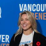 The Vancouver Goldeneyes general manager, Cara Gardner, talking to the media after the team revealed its new team name and logo in an event at a Cactus Club in Vancouver on Thursday, Nov. 6. (Anna Burns/Surrey Now-Leader)
