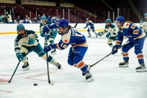 The Vancouver Goldeneyes won its first preseason scrimmage against the Seattle Torrent 3-0 Saturday (Nov. 15) [pictured] and lost its second scrimmage to Seattle the following day (Nov. 16) 4-2. (PWHL/ Contributed to Surrey Now-Leader)