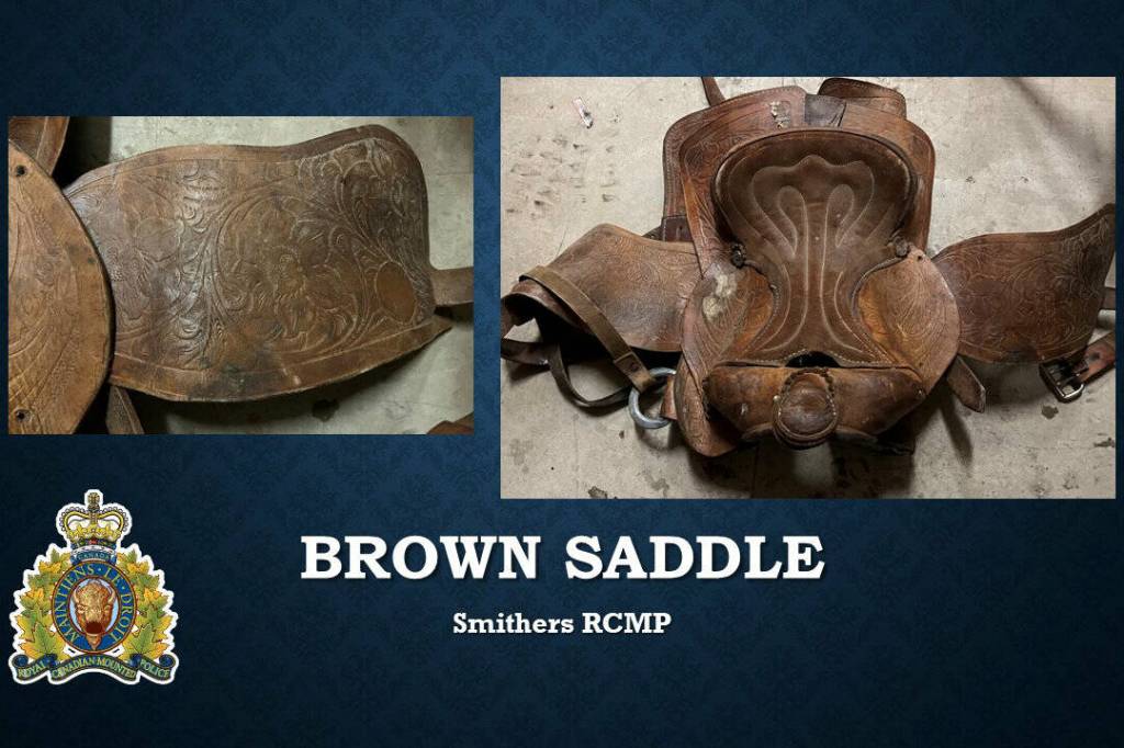 Smithers RCMP have recovered some saddles and are looking for the owners. (Smithers RCMP photo)