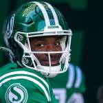 Mouat grad Nelson Lokombo is now a Grey Cup champion. (Saskatchewan Roughriders photo)