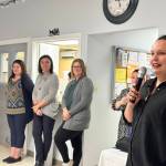 The Interim Health Services Administrator for Bulkley Valley and Stikine discussing the impact of the hospital auxiliary on both the hospital and the community, highlighting the significant role these volunteers play, and expressing gratitude towards them. (Contributed photo)