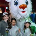 Fans pose for a photo with Rise FC mascot, Sunny the mountain goat, at the Hollywood Theatre in Vancouver on Nov. 20, 2025. (Vancouver Rise FC/ Facebook)
