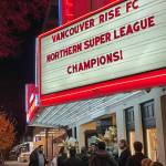 A sold-out crowd at the Hollywood Theatre in Vancouver on Nov. 20, 2025, for the Vancouver Rise FC celebration. (Submitted photo)