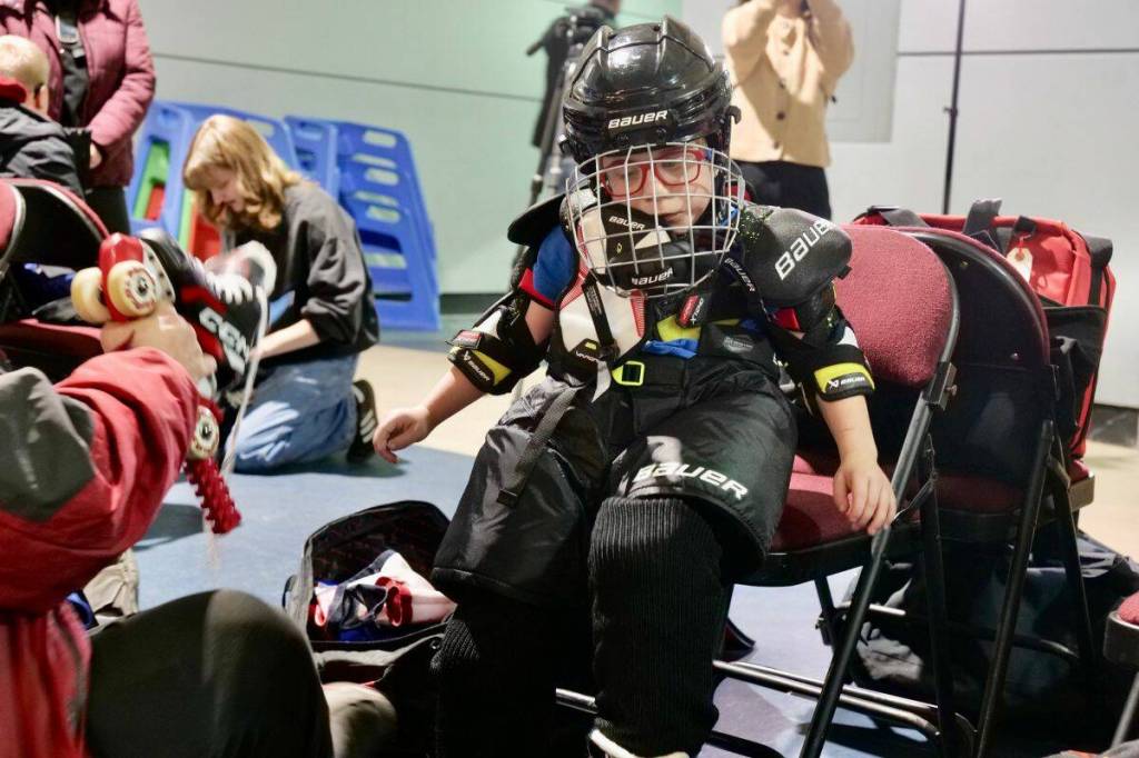 Six-year-old William Cowburn joined the South Island Ravens last month and has already fallen in love with the game. (Tony Trozzo/Victoria News)