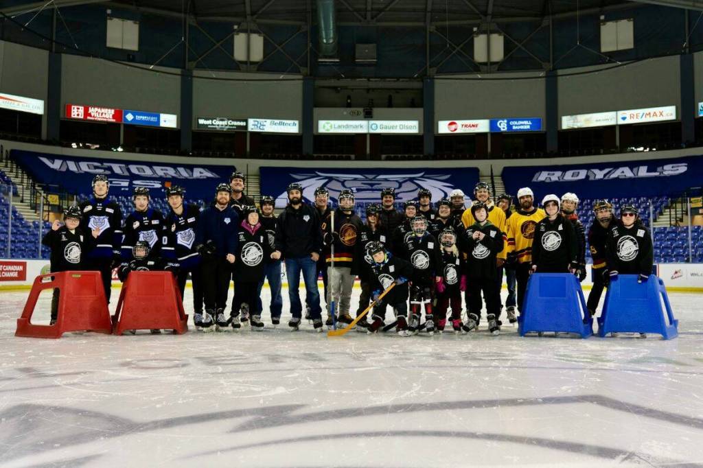 The Canadian Blind Hockey Association, the newly formed Victoria Canucks blind hockey team, and the Victoria Royals took to the ice Wednesday afternoon. (Tony Trozzo/Victoria News)