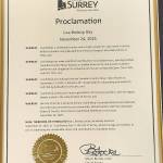 &rdquo;Lisa Brokop Day&rdquo; proclamation by City of Surrey on Nov. 24, 2025. (Contributed)