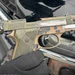 Christopher Fillingham, 48, of Valemount, was found to have this semi-automatic pistol as well as ammunition, cash and illicit drugs in his possession in a March 2024 traffic stop. (Combined Forces Special Enforcement Unit of B.C. photo)